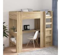 vidaXL Loft Bed Frame with Desk Sonoma Oak 90 x 190 cm Engineered Wood