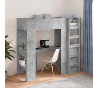vidaXL Loft Bed Frame with Desk with Storage Concrete Grey 75 x 190 cm