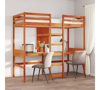 vidaXL Loft Bed Frame without Mattress Wax Brown 75x190cm Solid Wood Pine (3308552), Brown