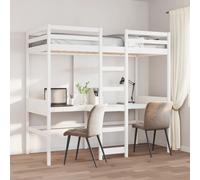 (white, 75 x 190 cm) vidaXL Loft Bed Frame without Mattress Children's Bunk Bed Solid Wood Pine