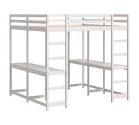 vidaXL Loft Bed with Desk and Ladder Bed Base White 180x200 cm Solid Wood Pine