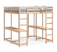 vidaXL Loft Bed with Desk and Ladder Mid Sleeper 160x200 cm Solid Wood Pine