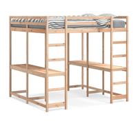 vidaXL Loft Bed with Desk and Ladder Mid Sleeper 180x200 cm Solid Wood Pine