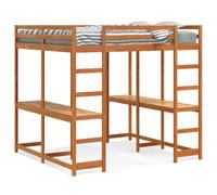 vidaXL Loft Bed with Desk and Ladder Wax Brown 160x200 cm Solid Wood Pine