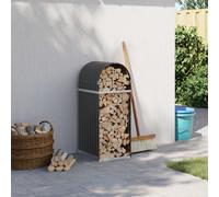 vidaXL Log Holder Firewood Rack - Galvanised Steel Wood Storage for Fireplace, Anthracite, 40x45x100 cm - Outdoor/Indoor Use