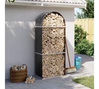 vidaXL Galvanised Steel Log Holder Rack - 80x45x190cm Anthracite Firewood Storage for Outdoor, Fireplace, Burner