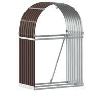 vidaXL Log Holder, Firewood Rack for Fireplace Storage Room, Log Store for Wood Burner Wrought, Wood Storage, Brown Galvanised Steel