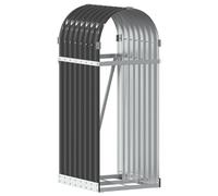 vidaXL Log Holder Firewood Rack - Galvanised Steel Wood Storage for Fireplace, Anthracite, 40x45x100 cm - Outdoor/Indoor Use