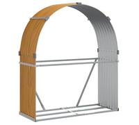 vidaXL Log Holder Firewood Rack-Galvanized Steel Wood Storage for Fireplace/Light Brown/Outdoor & Indoor/120x45x140 cm