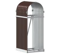 vidaXL Log Holder Firewood Rack Log Stand Wood Storage Brown Galvanised Steel