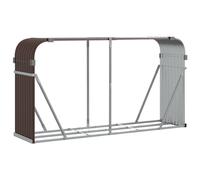 vidaXL Brown Galvanised Steel Firewood Rack - Outdoor Log Holder Stand - 180cm Storage - Wood Stacker for Easy Access & Dry Logs