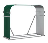 vidaXL Log Holder Firewood Rack Log Stand Wood Storage Green Galvanised Steel