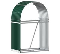 vidaXL Log Holder Firewood Rack Log Stand Wood Storage Green Galvanised Steel