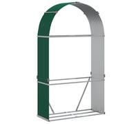 vidaXL Log Holder Firewood Rack Log Stand Wood Storage Green Galvanised Steel