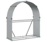 vidaXL Silver Galvanised Steel Firewood Rack - Log Holder/Stand for Fireplace-Wood Storage, Wall-Stable, Ample Space, 120x45x140 cm