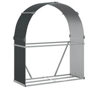 vidaXL Firewood Rack Log Holder - Galvanised Steel, Anthracite, Wall Mountable, Outdoor/Indoor Wood Storage, 120x45x140cm