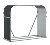 vidaXL Galvanised Steel Log Holder - Anthracite Firewood Rack with Wall Hooks, Outdoor Wood Storage for Easy Access and Dry Logs, 120x45x100 cm