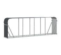 vidaXL Firewood Holder Galvanised Steel - Anthracite 300x45x100cm Outdoor Wood Rack with Wall Anchoring Hooks for Fireplace Storage