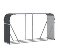 vidaXL Galvanised Steel Log Holder Firewood Rack - Anthracite, Outdoor/Indoor Wood Storage, Ventilated, Wall-Mount Hooks