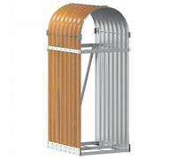 vidaXL Log Holder Firewood Rack Log Wood Storage Light Brown Galvanised Steel