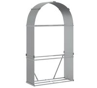 vidaXL Grey Galvanised Steel Firewood Log Holder 210 x 120 x 45cm - Wilko