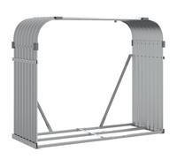 vidaXL Log Holder, Firewood Rack for Fireplace Storage Room, Log Store for Wood Burner Wrought, Wood Storage, Light Grey Galvanised Steel