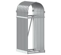 vidaXL Log Holder - Galvanised Steel Firewood Rack Light Grey 40x45x100 cm