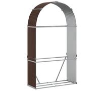 vidaXL Log Holder Firewood Rack Stand - Brown Galvanised Steel, Ample Storage, Ventilated, Wall-Secure Design - 120x45x210cm