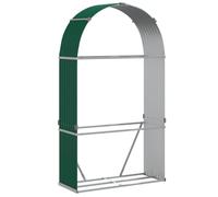vidaXL Log Holder, Firewood Rack for Fireplace Storage Room, Log Store for Wood Burner Wrought, Wood Storage, Green Galvanised Steel