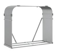 vidaXL Log Holder, Firewood Rack for Fireplace Storage Room, Log Store for Wood Burner Wrought, Wood Storage, Light Grey Galvanised Steel