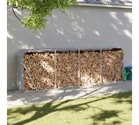 vidaXL Galvanised Steel Log Holder - Light Grey, Outdoor Firewood Rack with Wall-Attachment Hooks for Ample Wood Storage