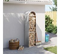 vidaXL Light Grey Galvanised Steel Log Holder Firewood Rack - Outdoor Wood Storage Solution for Fireplace, Garden, Patio