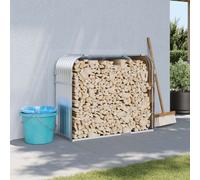 vidaXL Silver Galvanised Steel Log Holder Rack - 120x45x100 cm Outdoor Firewood Storage with Wall Hooks for Stability and Easy Accessibility