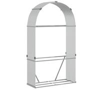 vidaXL Log Holder, Firewood Rack for Fireplace Storage Room, Log Store for Wood Burner Wrought, Wood Storage, Silver Galvanised Steel