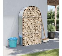 vidaXL Galvanised Steel Log Holder- Firewood Rack Stand for Outdoor/Patio/Deck, Silver, Large Capacity, Ventilated Wood Storage with Wall Hooks, 120x45x210cm