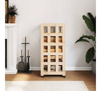 (natural) vidaXL Log Holder with Wheels Firewood Rack Log Wood Storage Solid Wood Pine