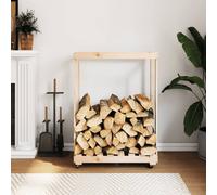 (natural) vidaXL Log Holder with Wheels Firewood Rack Log Wood Storage Solid Wood Pine