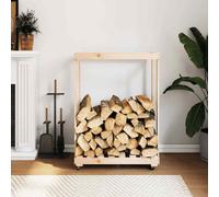 vidaXL Log Holder with Wheels 76.5x40x108 cm Solid Wood Pine UK