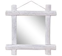 vidaXL Log Mirror White 70x70 cm Solid Reclaimed Wood