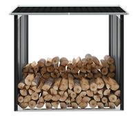 vidaXL Log Storage Shed Galvanised Steel Anthracite Garden Firewood Sheds