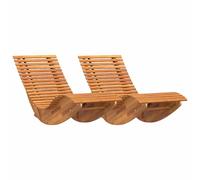vidaXL Lounger 2-person 2 pcs Brown 154 x 60 x 74 cm Solid Acacia Wood, Garden a