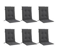 vidaXL Lowback Chair Cushions - Set of 6, Anthracite Melange, Polyester Fabric, Foam Fibre Filling, Indoor/Outdoor Seat Padding 100x50x4cm