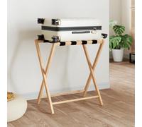 vidaXL Natural Bamboo Luggage Rack - Foldable Storage Stand with Integrated Straps - Dimensions 68.5x38x58 cm - Brown'.