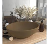 vidaXL Luxury Basin Oval-shaped Matt Cream Ceramic Washroom Vanity Stone Sink