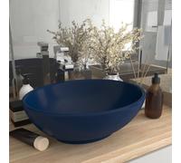 vidaXL Luxury Basin Oval-shaped Matt Dark Blue Ceramic Washroom Vanity Sink
