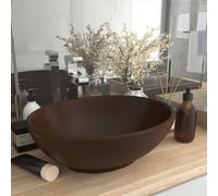 vidaXL Luxury Basin Oval-shaped Matt Dark Brown 40x33 cm Ceramic