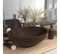 vidaXL Luxury Basin Oval-shaped Matt Dark Brown Ceramic Bathroom Vanity Sink