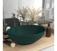 vidaXL Luxury Basin Oval-shaped Matt Dark Green 40x33 cm Ceramic