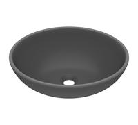 vidaXL Luxury Basin Oval-shaped Matt Dark Grey 40x33 cm Ceramic, Grey
