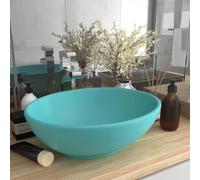 vidaXL Luxury Basin Oval-shaped Matt Light Green Ceramic Bathroom Vanity Sink